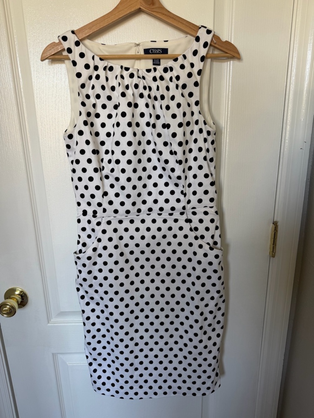 Chaps White Sleeveless Polka Dot Midi Dress - Picture 2 of 5